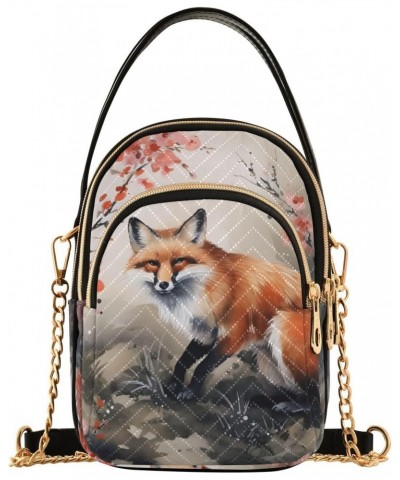 Chinese Painting Fox Women's Sling Bags, Fashion Crossbody Handbags Purse with Chain Strap Top handle 5.91×3.15×8.27 Inches $...