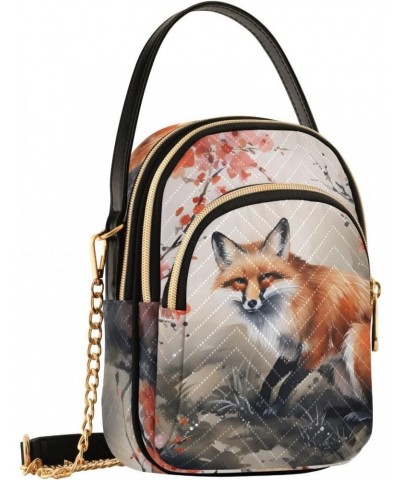 Chinese Painting Fox Women's Sling Bags, Fashion Crossbody Handbags Purse with Chain Strap Top handle 5.91×3.15×8.27 Inches $...