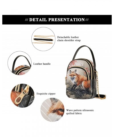 Chinese Painting Fox Women's Sling Bags, Fashion Crossbody Handbags Purse with Chain Strap Top handle 5.91×3.15×8.27 Inches $...