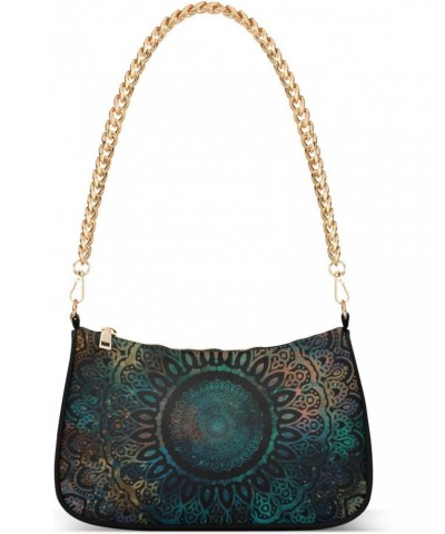 Mandala Boho Vintage Shoulder Bag Purse for Women Tote Handbag with Zipper Closure $18.28 Totes