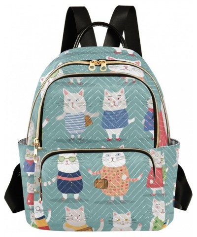 Small Backpack Purse for Women, White Grey Cats Travel Bag Casual Daypack Shoulder Bag Medium $21.59 Backpacks