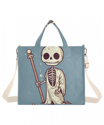 Corduroy Women Tote Bag Mage Skull Print, Handbag Purses with Detachable Strap Small Size $17.40 Crossbody Bags