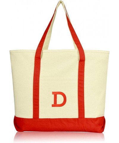 Initial Tote Bag Personalized Monogram Zippered Top Letter - D Red $13.74 Totes