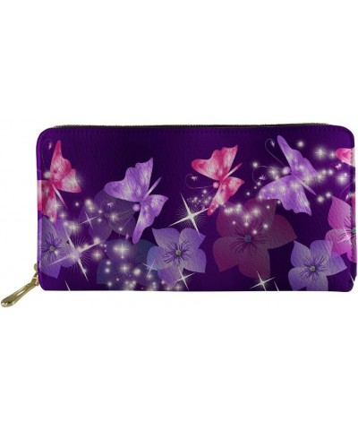 PU Leather Thin Travel Wallet for Women Purple butterfly pattern Multi-Card Holder Clutch Bag Purse (colour3) colour3 $14.55 ...