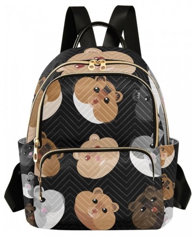 Women Backpack Hamsters Cute Round Anti-Theft Travel Backpack with Luggage Belt Lightweight Handbag Lady Purse Roomy Double Z...