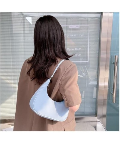 Solid Color Shoulder Purse Female Underarm Bag Ladies Top-handle Bag Handbag for Women (Pink) Blue $9.78 Shoulder Bags