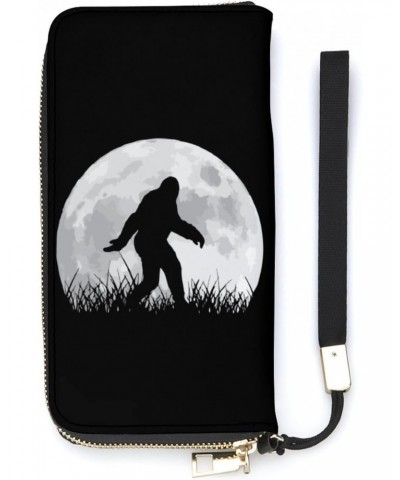 Funny Bigfoot Sasquatch Full Moon Women's PU Leather Wallet Long Card Holder Purse Clutch Handbag For Travel Shopping $21.70 ...