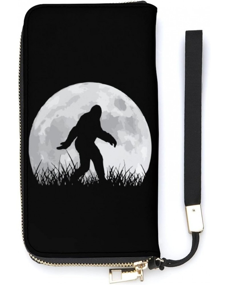 Funny Bigfoot Sasquatch Full Moon Women's PU Leather Wallet Long Card Holder Purse Clutch Handbag For Travel Shopping $21.70 ...