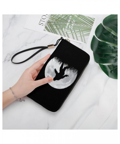 Funny Bigfoot Sasquatch Full Moon Women's PU Leather Wallet Long Card Holder Purse Clutch Handbag For Travel Shopping $21.70 ...