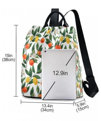 Color Lemon Green Leaves Women Backpack Anti-theft Handbag Purse Travel Bag Fashion Shoulder Bags $20.00 Backpacks