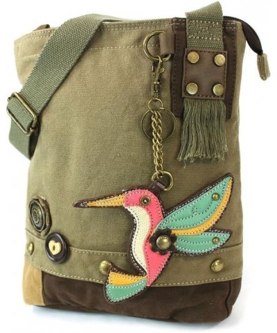 Chala Handbag Patch Cross-body Hummingbird Canvas Olive Bag, Small $30.09 Crossbody Bags