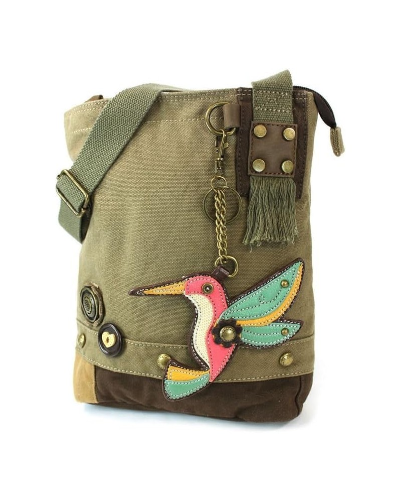 Chala Handbag Patch Cross-body Hummingbird Canvas Olive Bag, Small $30.09 Crossbody Bags