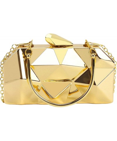 Women's Tote Evening Bag Metal Party Clutches Chain Geometric Wedding Purses Cocktail Prom Handbags Gold $20.15 Evening Bags