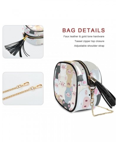 Small Crossbody Bag Doodle Cartoon Cute Baby Pig Womens Shoulder Chain Bag PU Leather Small Purse With Tassel $12.23 Shoulder...