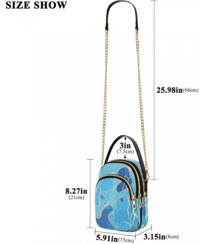 Blue Marble Crossbody Bags for Women Quilted Chain Crossbody Purses Trendy Gold Veins Cross Body Phone Purse Handbag $13.51 C...