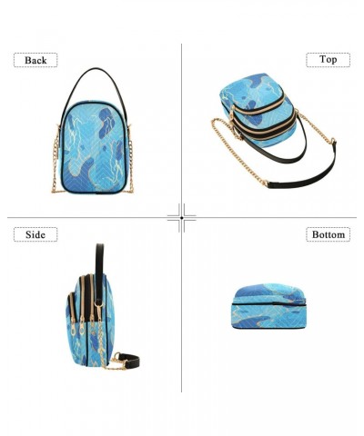 Blue Marble Crossbody Bags for Women Quilted Chain Crossbody Purses Trendy Gold Veins Cross Body Phone Purse Handbag $13.51 C...