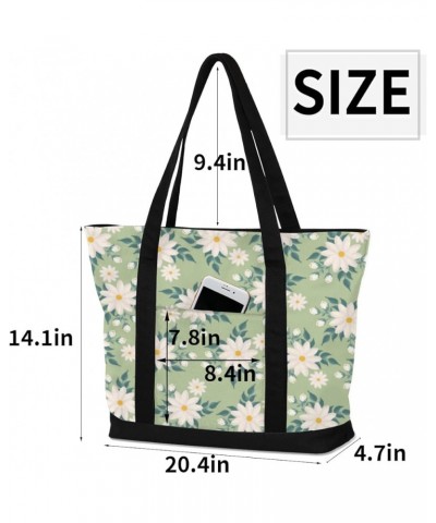 Tote Bag for Women Canvas Shoulder Bag Large Casual Handbag Lightweight Tote Bag with Zipper for Work Travel Shopping Spring ...