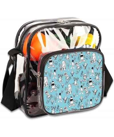 Monsters Float Stadium-Approved Clear Crossbody Bag with Colorful Print Design Mushroom Thief $13.91 Crossbody Bags