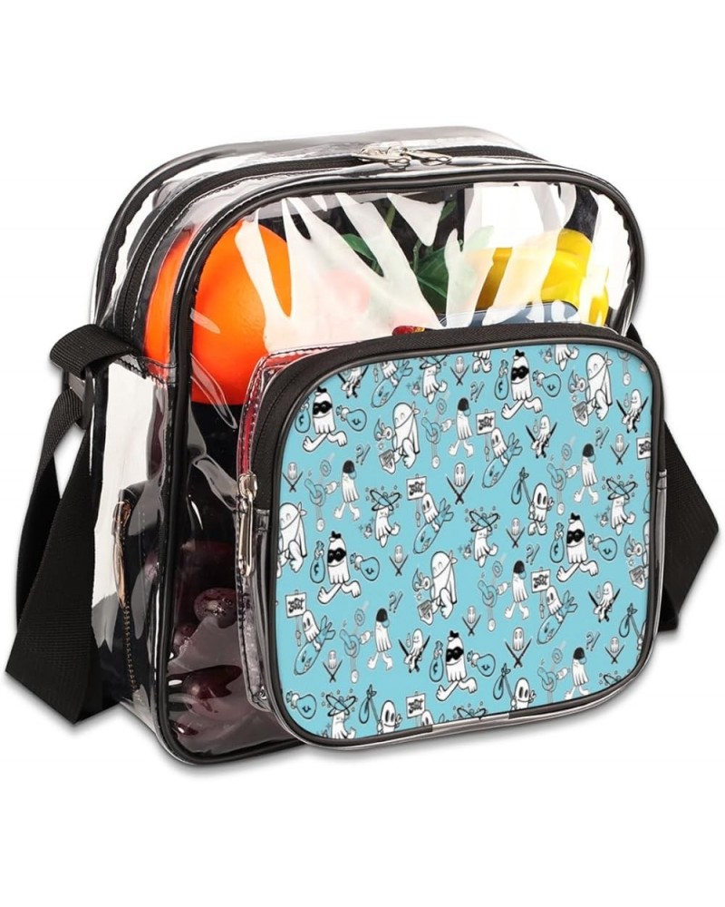 Monsters Float Stadium-Approved Clear Crossbody Bag with Colorful Print Design Mushroom Thief $13.91 Crossbody Bags