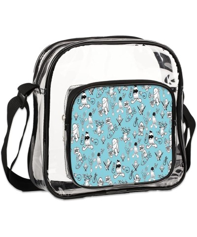 Monsters Float Stadium-Approved Clear Crossbody Bag with Colorful Print Design Mushroom Thief $13.91 Crossbody Bags