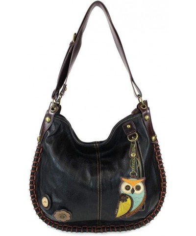 Handbags Charming Crossbody or Shoulder Convertible Large Purse - BLACK Owl-iii $30.15 Hobo Bags