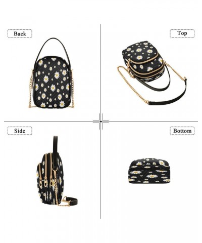 Beautiful Daisy Blossom Black Crossbody Bag Small Shoulder Handbags Leather Purse for Women $14.03 Crossbody Bags