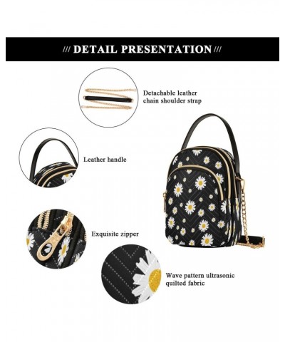 Beautiful Daisy Blossom Black Crossbody Bag Small Shoulder Handbags Leather Purse for Women $14.03 Crossbody Bags