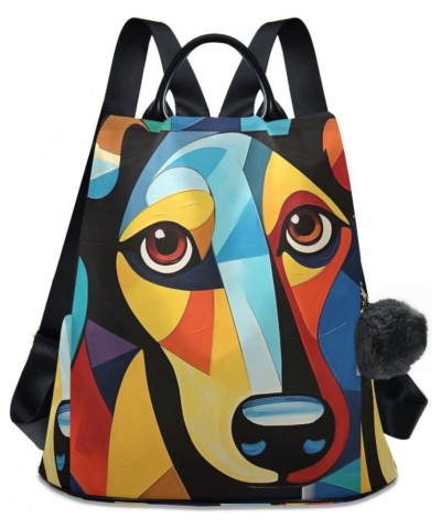 Women Backpack Purse - Abstract Painting Dog, Anti Theft Fashion Casual Daypack Shoulder Bag with Key Chain 15 inches $16.40 ...