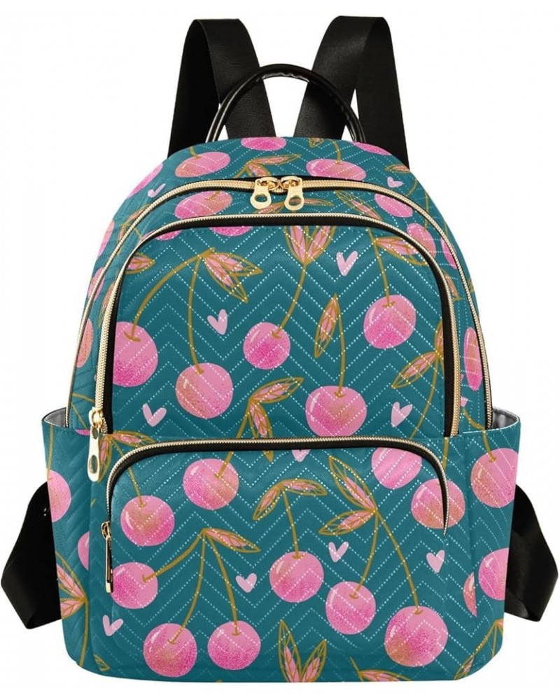 Cute Pink Cherry Women Backpack Purse Shoulder Bag Color Medium $16.17 Backpacks