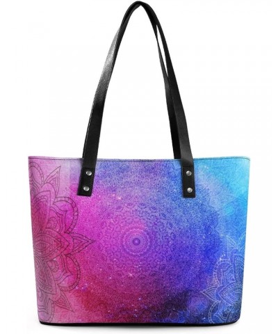 Womens Handbag Mandalas Print Leather Tote Bag Top Handle Satchel Bags For Lady $17.84 Totes