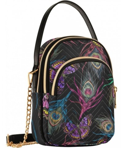 Small Crossbody Bags for Women Trendy Peacock Feathers Flying Butterflies Tropical Birds Travel Sling Bag Women's Crossbody H...