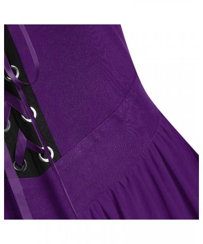 Womens Renaissance Cosplay Costume Trumpet Sleeves Chemise Boho Set Fairy Costume Medieval Irish Over Dress 5-purple $8.24 Cl...