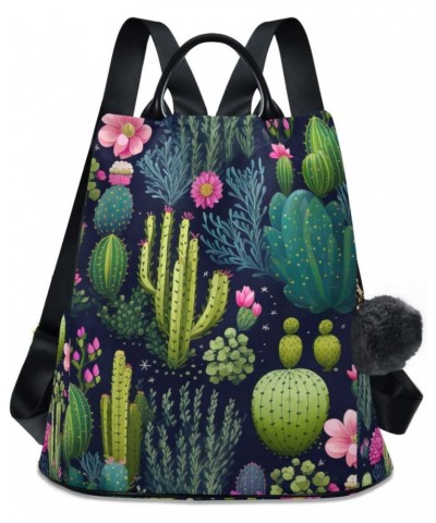 Cactus Florals Pink Womens Backpack Purse Anti Theft Travel Shoulder Bag Casual Daypack Backpack for Women Ladies Work Travel...