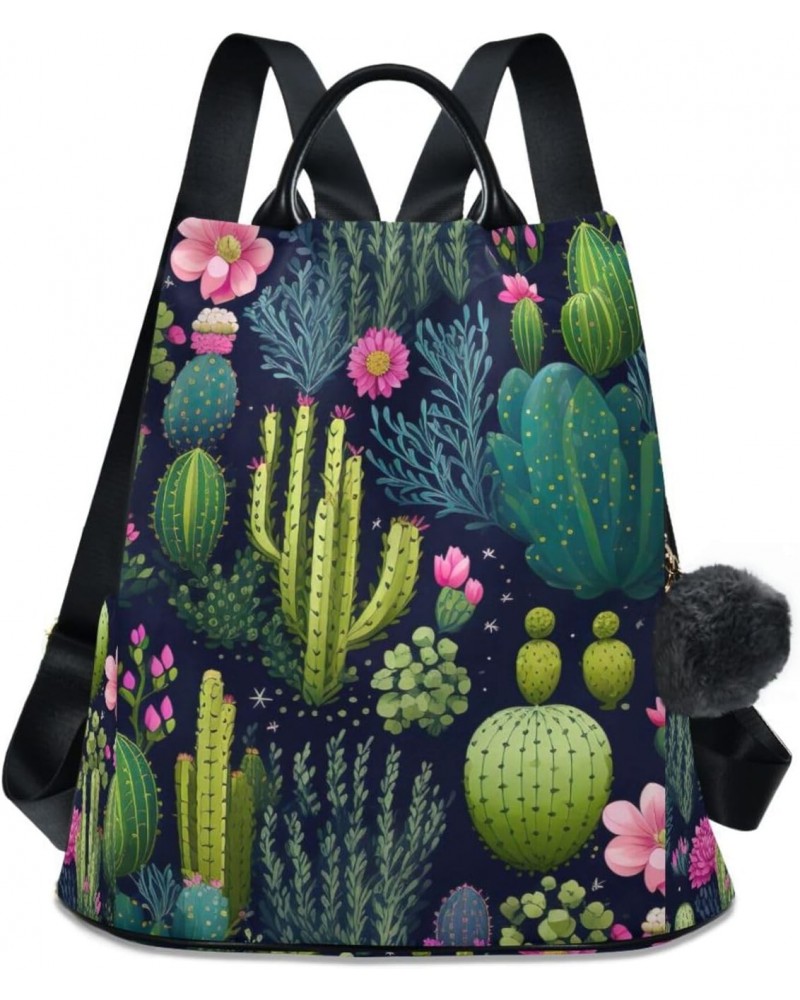 Cactus Florals Pink Womens Backpack Purse Anti Theft Travel Shoulder Bag Casual Daypack Backpack for Women Ladies Work Travel...