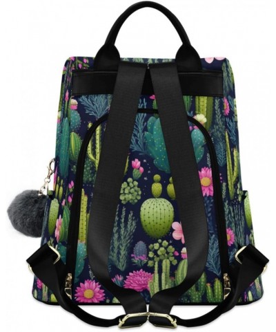 Cactus Florals Pink Womens Backpack Purse Anti Theft Travel Shoulder Bag Casual Daypack Backpack for Women Ladies Work Travel...