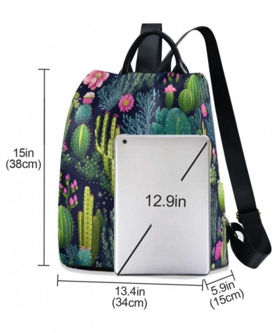 Cactus Florals Pink Womens Backpack Purse Anti Theft Travel Shoulder Bag Casual Daypack Backpack for Women Ladies Work Travel...