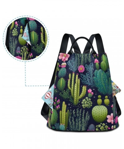 Cactus Florals Pink Womens Backpack Purse Anti Theft Travel Shoulder Bag Casual Daypack Backpack for Women Ladies Work Travel...