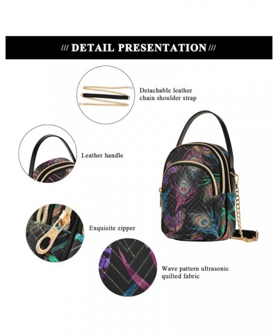 Small Crossbody Bags for Women Trendy Peacock Feathers Flying Butterflies Tropical Birds Travel Sling Bag Women's Crossbody H...