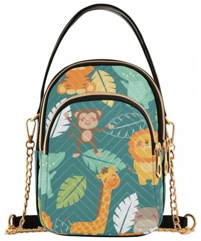 Jungle Animals Crossbody Bag for Women Cell Phone Purse Wallet with Removable Chain Shoulder Handbag for Work Travel Passport...