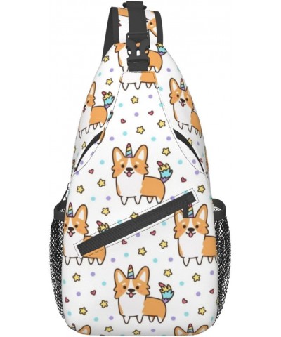 Welsh Corgi Dog Cross Chest Bag Diagonally Unisex Crossbody Backpack Travel Backpack, Lightweight Casual Chest Daypack, Hikin...