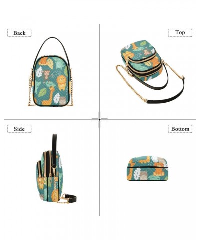 Jungle Animals Crossbody Bag for Women Cell Phone Purse Wallet with Removable Chain Shoulder Handbag for Work Travel Passport...