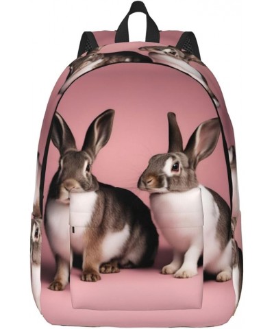 Cute Rabbits Print Lightweight Travel Canvas Backpack Casual Daypack For Men Women Work, Sports, Beach Black Small $18.01 Bac...