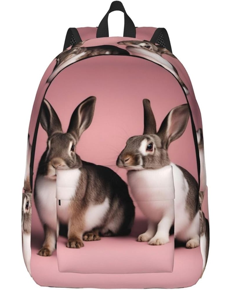 Cute Rabbits Print Lightweight Travel Canvas Backpack Casual Daypack For Men Women Work, Sports, Beach Black Small $18.01 Bac...