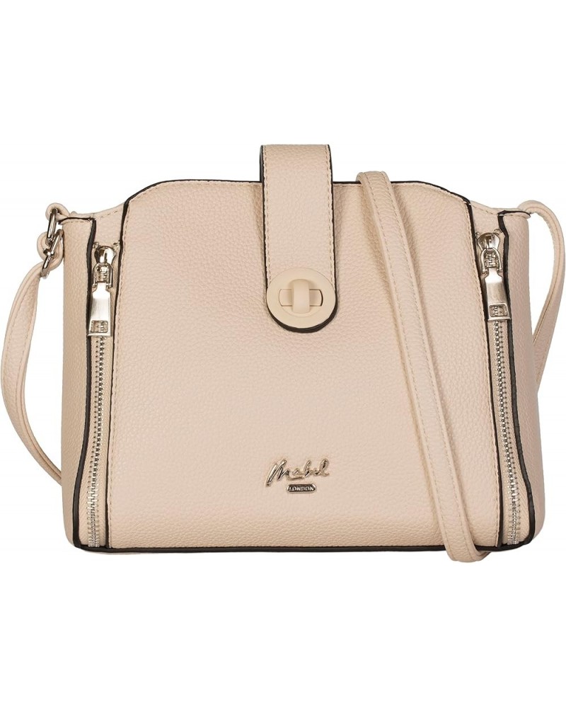 Mabel Womens Zip Detailed Small Tote Pu Leather Casual Travel Ladies Crossbody Shoulder Messenger Bag - Irina Cream $26.54 Totes