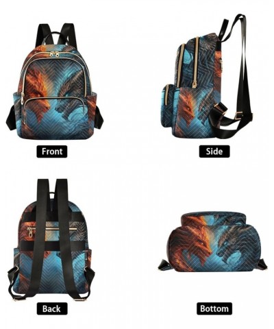 Mini Backpack Purse for Women, Blue Red Fire Dragons 5 Travel Bag Casual Daypack Shoulder Bag Small $14.40 Backpacks