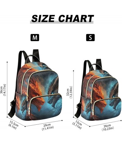 Mini Backpack Purse for Women, Blue Red Fire Dragons 5 Travel Bag Casual Daypack Shoulder Bag Small $14.40 Backpacks