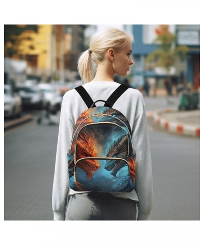 Mini Backpack Purse for Women, Blue Red Fire Dragons 5 Travel Bag Casual Daypack Shoulder Bag Small $14.40 Backpacks