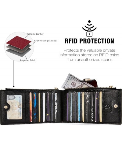 Leather Wallets for Women RFID Blocking Slim Bofild Purse Card Holder with Zipper Pocket 1-Red+Brown $12.18 Wallets