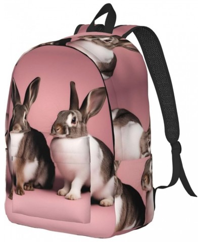 Cute Rabbits Print Lightweight Travel Canvas Backpack Casual Daypack For Men Women Work, Sports, Beach Black Small $18.01 Bac...