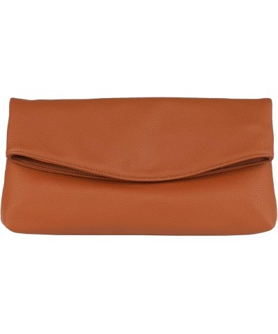 Faux Leather Oversize Foldover Clutch Tan $18.04 Clutches